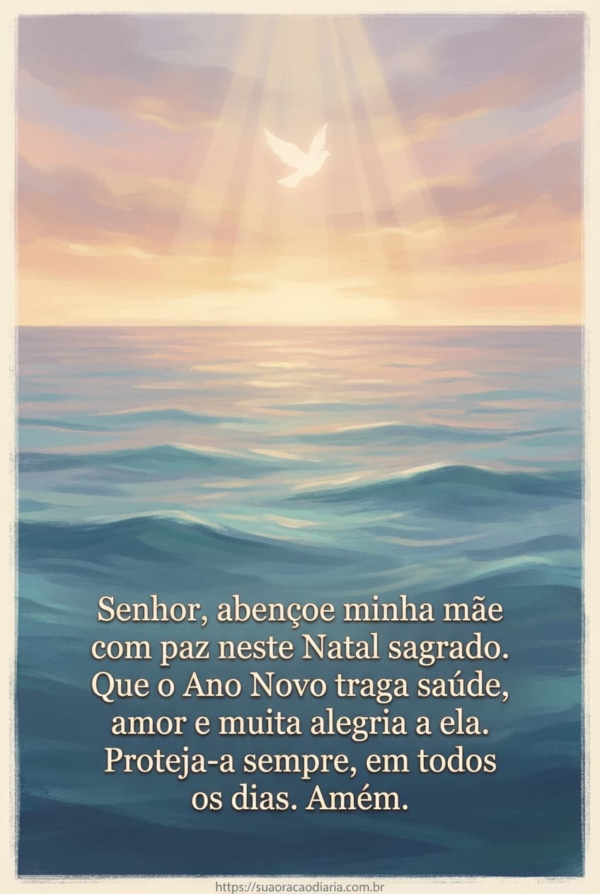 Exemplo de oração personalizada com mar e luz dourada